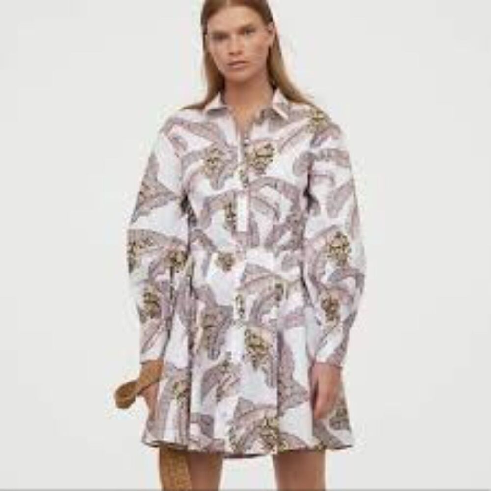 Desmond & Dempsey H&M Banana Tree Print Boho Beachy Lightweight Shirt Dress XL